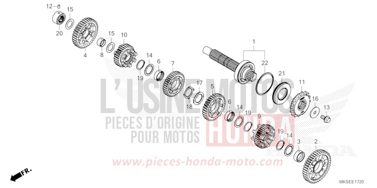 BOITE DE VITESSES (ARBRE INTERMEDIAIRE) (DCT) de Africa Twin DCT GRAND PRIX RED (R380B) 2021